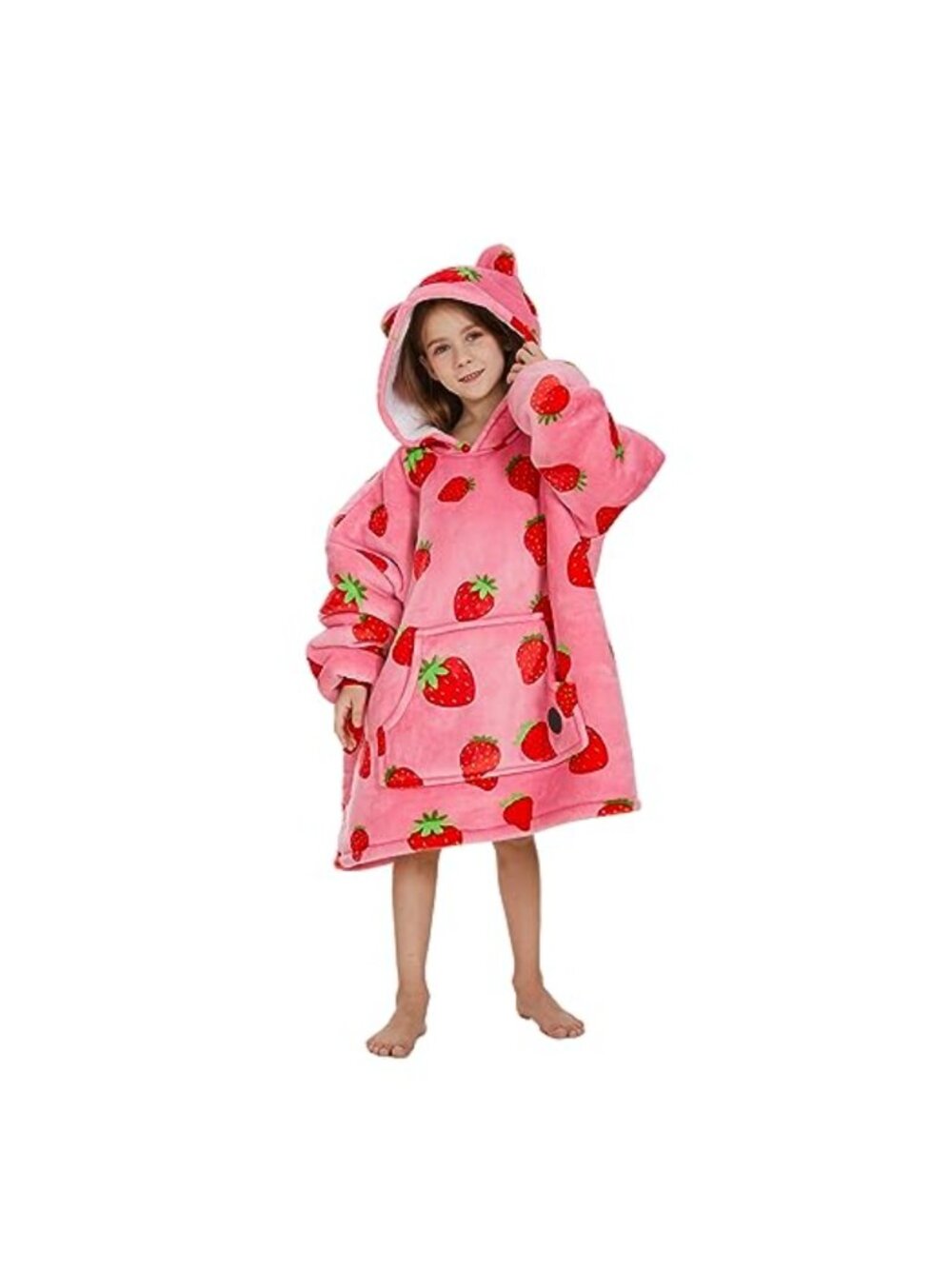 Wearable Blanket Hoodie Kids Oversized Sherpa Fleece Pull-On